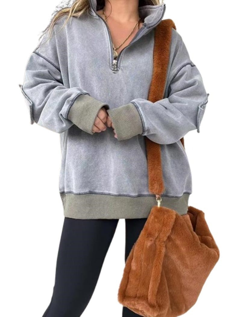 Relaxed Fit Half-Zip Top