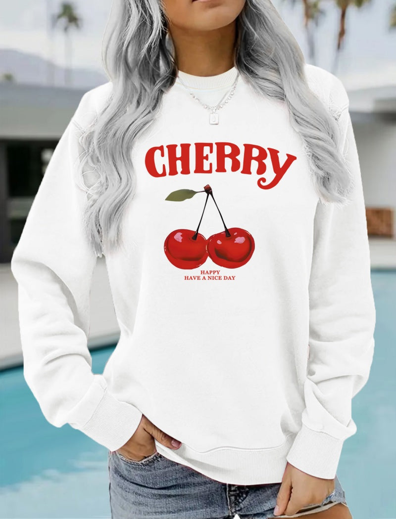 Cherry Print Crewneck Pullover