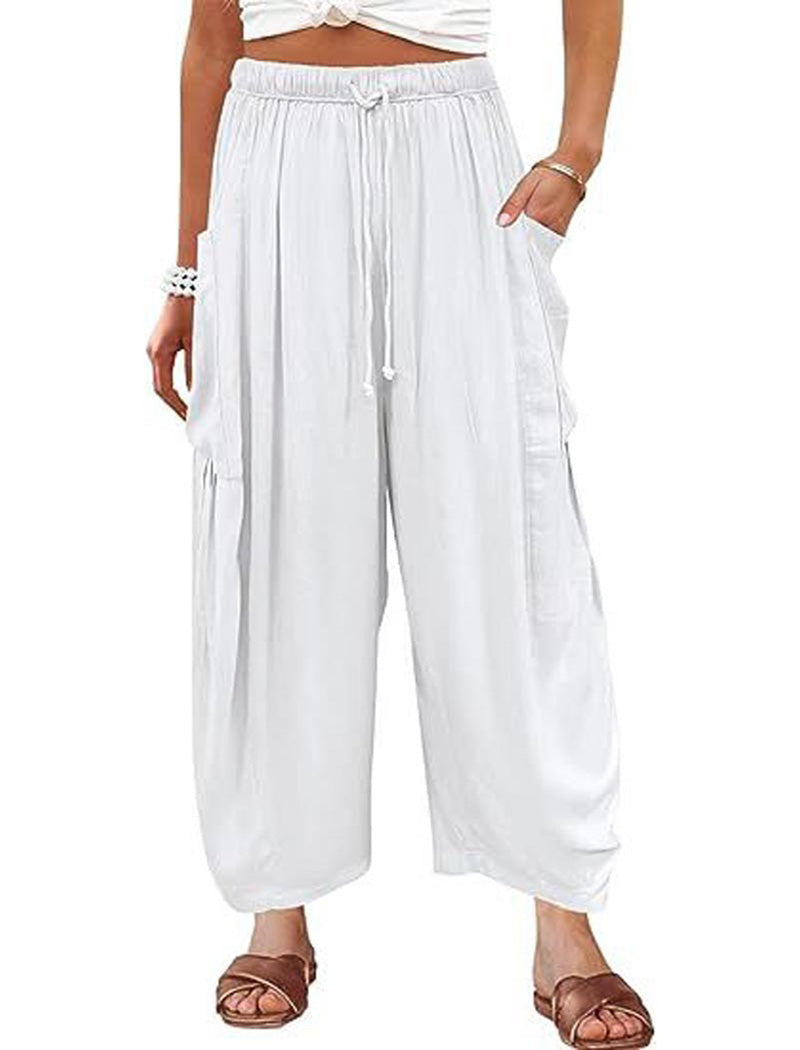 Drawstring Wide-Leg Cargo Pants