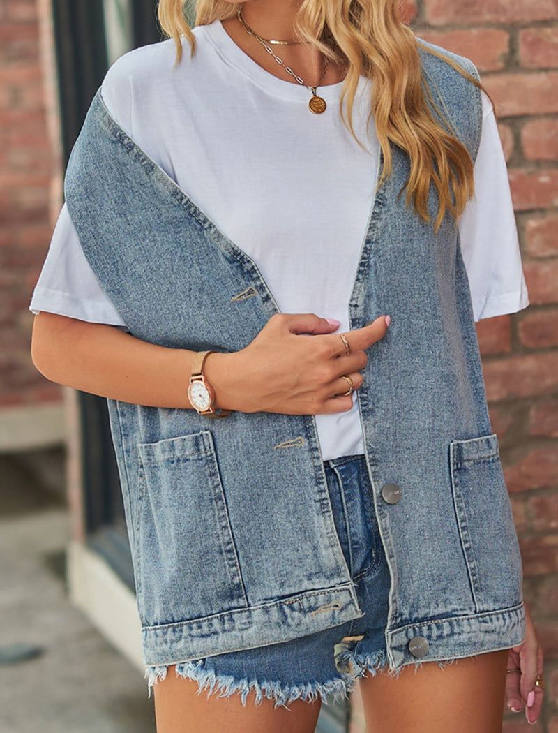 Sleeveless Denim Vest