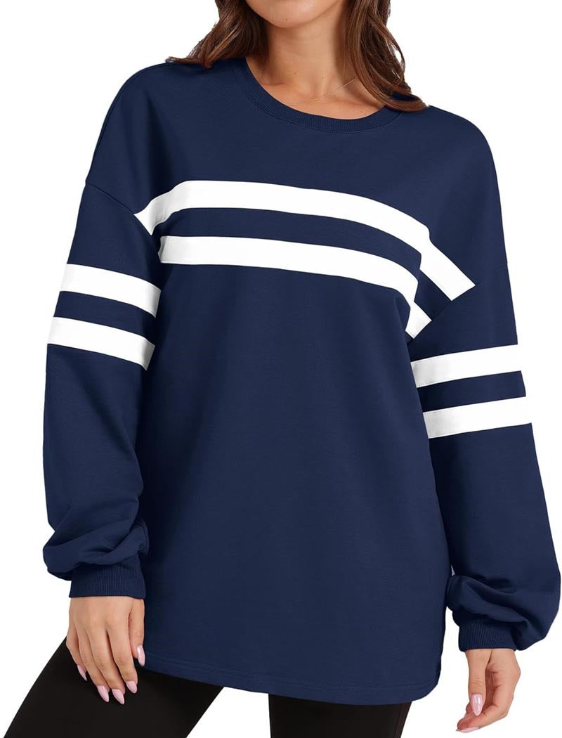Casual Striped Patchwork Pullover