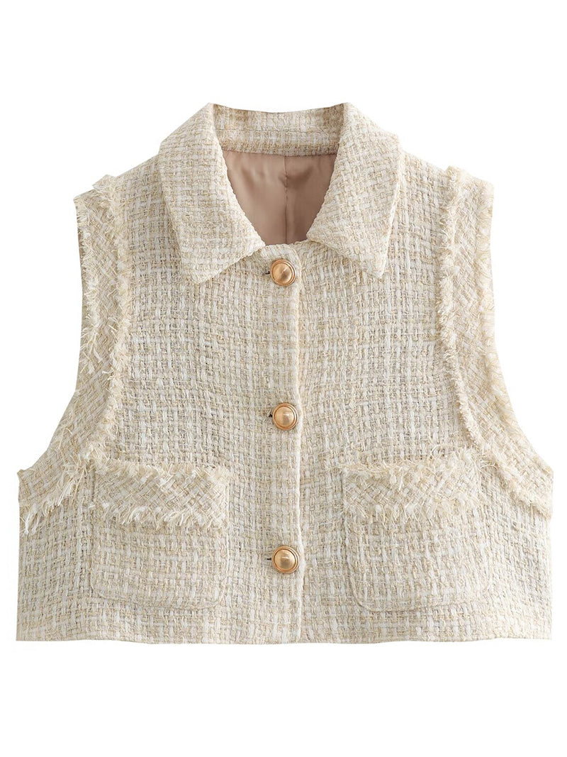 Cropped Button-Up Vest