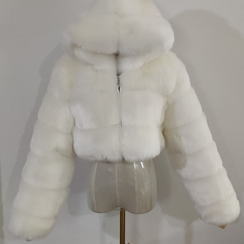 Plush Chunky Knit Hooded Coat