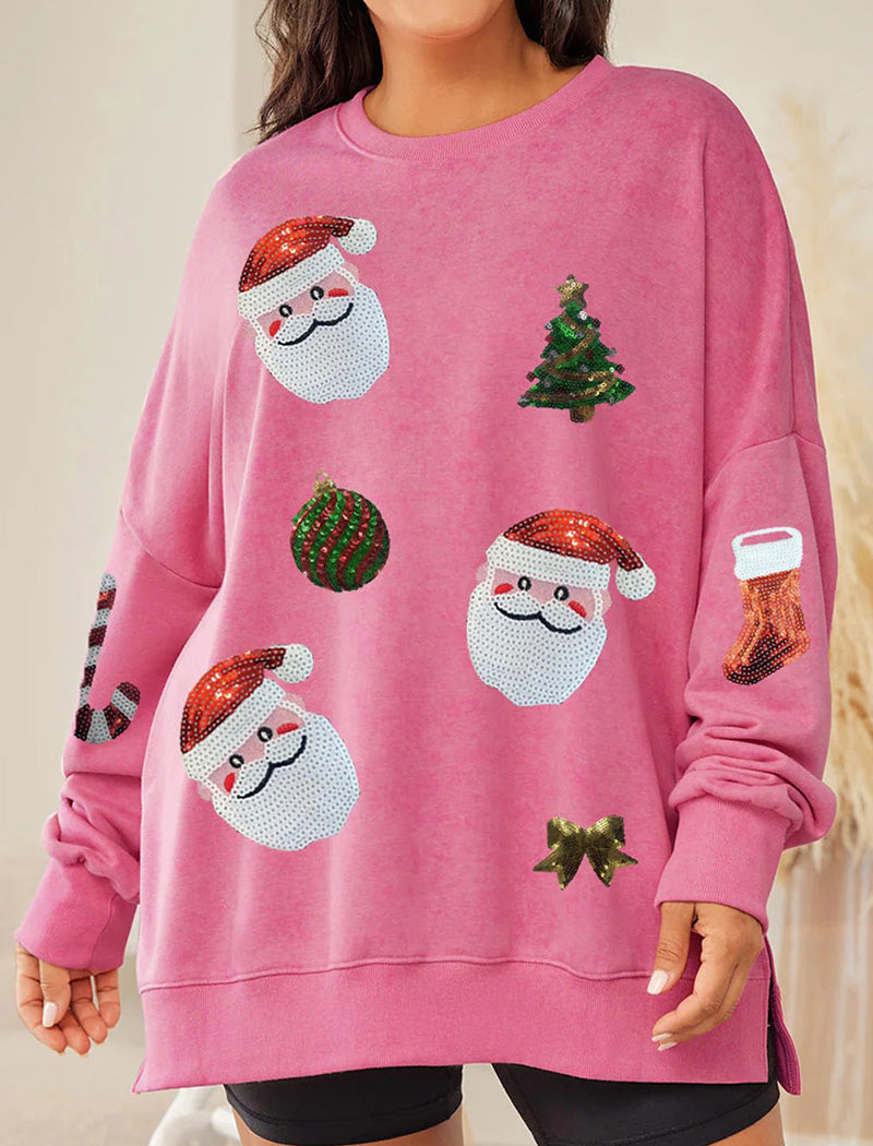 Santa and Christmas Tree Embellished Top