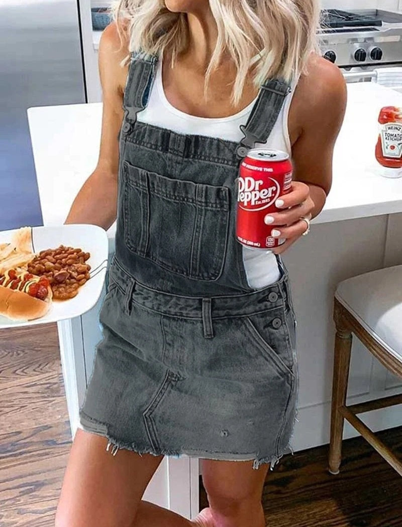 Denim Overall Mini Skirt