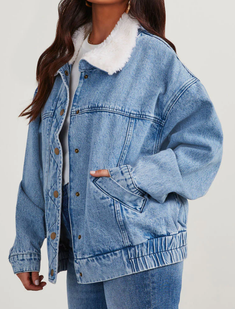 Oversized Quilted Denim Jacket