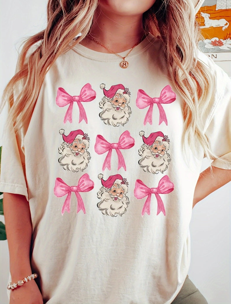 Christmas Printed Round Neck Short Sleeve T-Shirt