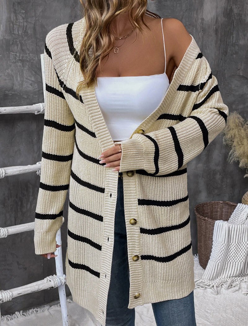 Striped Loose Fit Cardigan Sweater