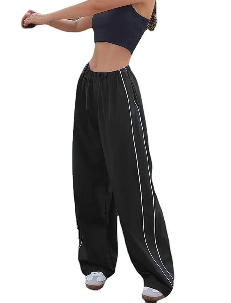 Track-Style Wide-Leg Pants