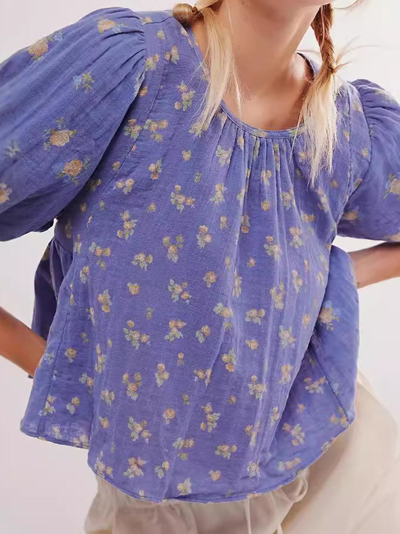 Floral Print Tie-Back Blouse