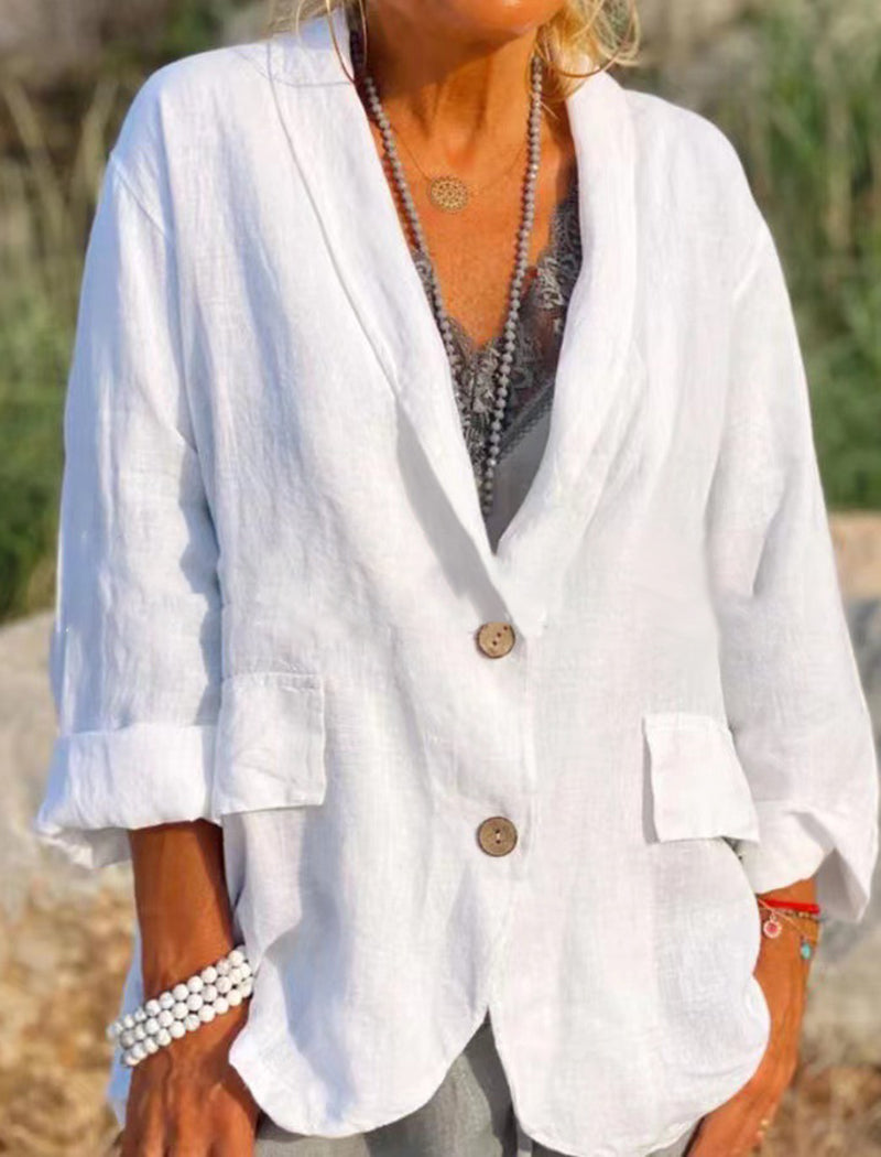 Relaxed Fit Button-Up Blazer