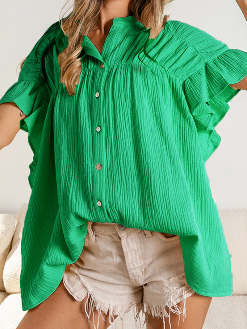 Ruffled Button-Up Blouse