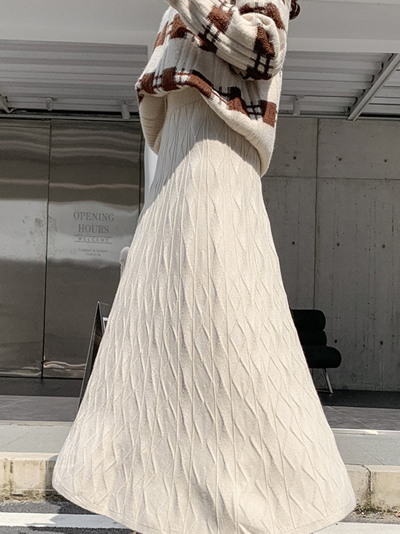 Diamond Knit High-Rise Midi Skirt