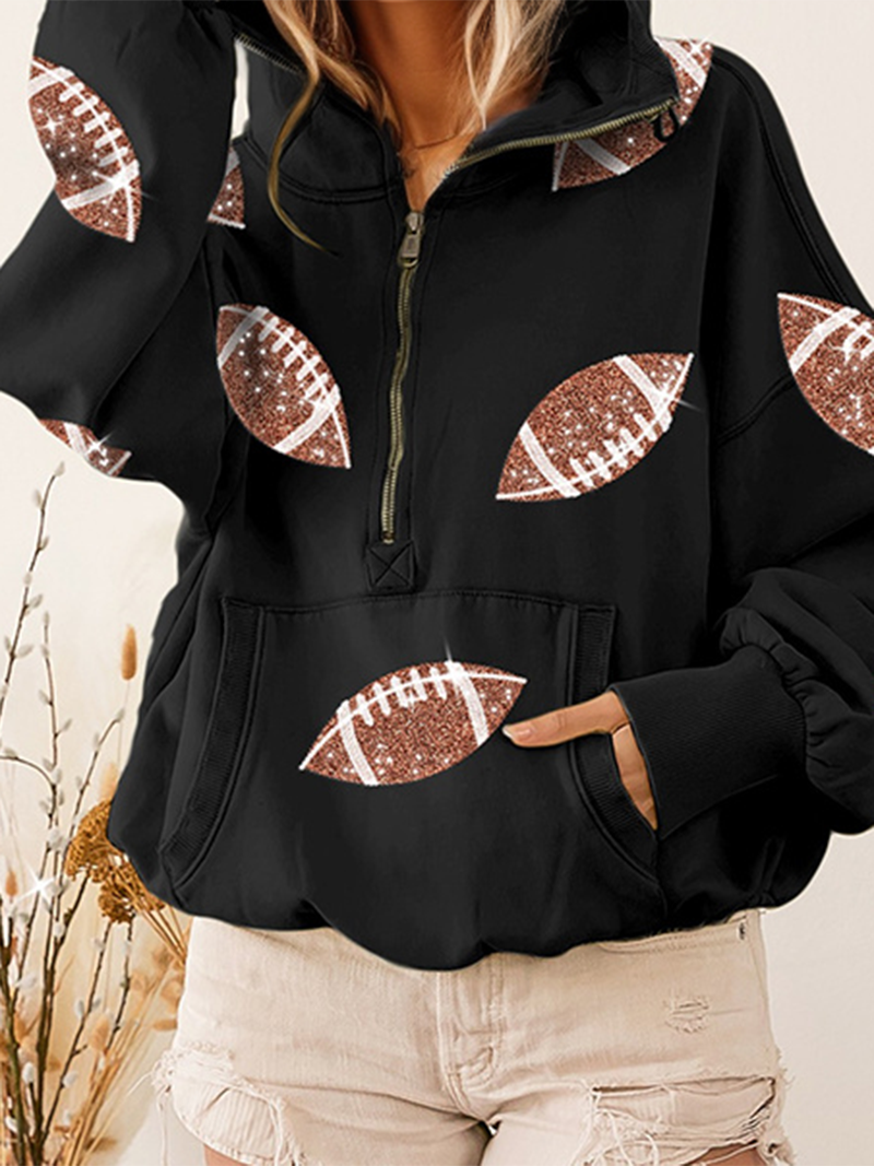 Sequin Football Graphic Hoodie