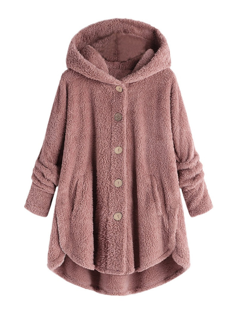 Button-Up Cozy Hooded Jacket