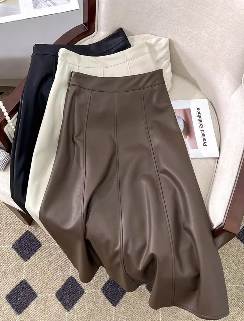 High-Waisted Pleated A-Line Skirt