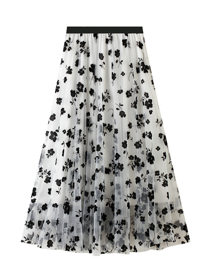 Floral Print Pleated Skirt