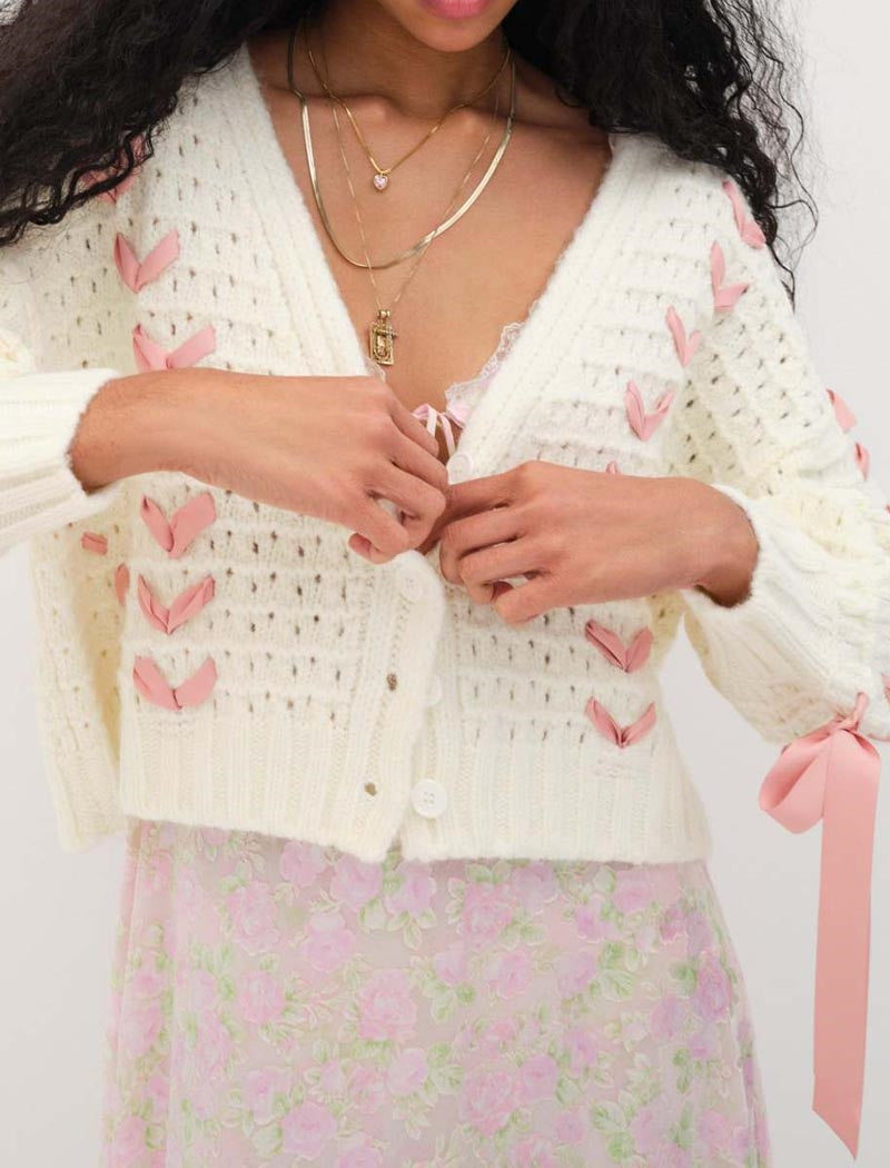 V-neck Tie-front Knit Cardigan