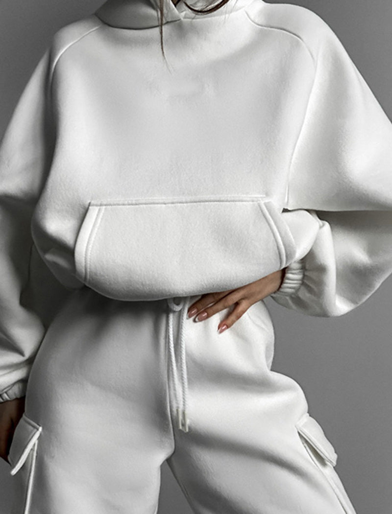 Cozy Fleece Hoodie and Cargo Joggers Set