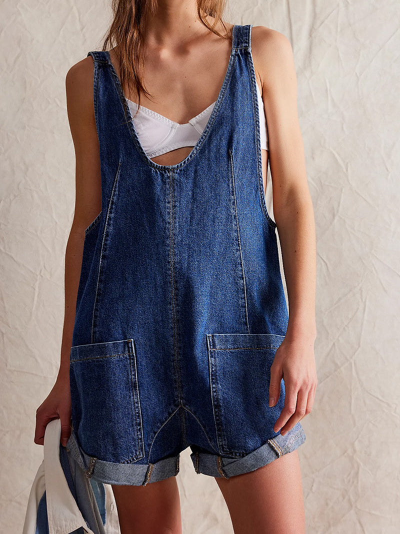 V-Neck Sleeveless Romper Shorts