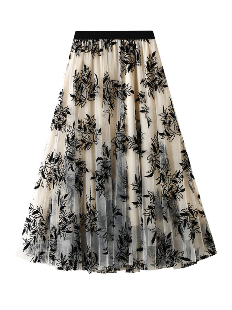 Floral Print Pleated Skirt