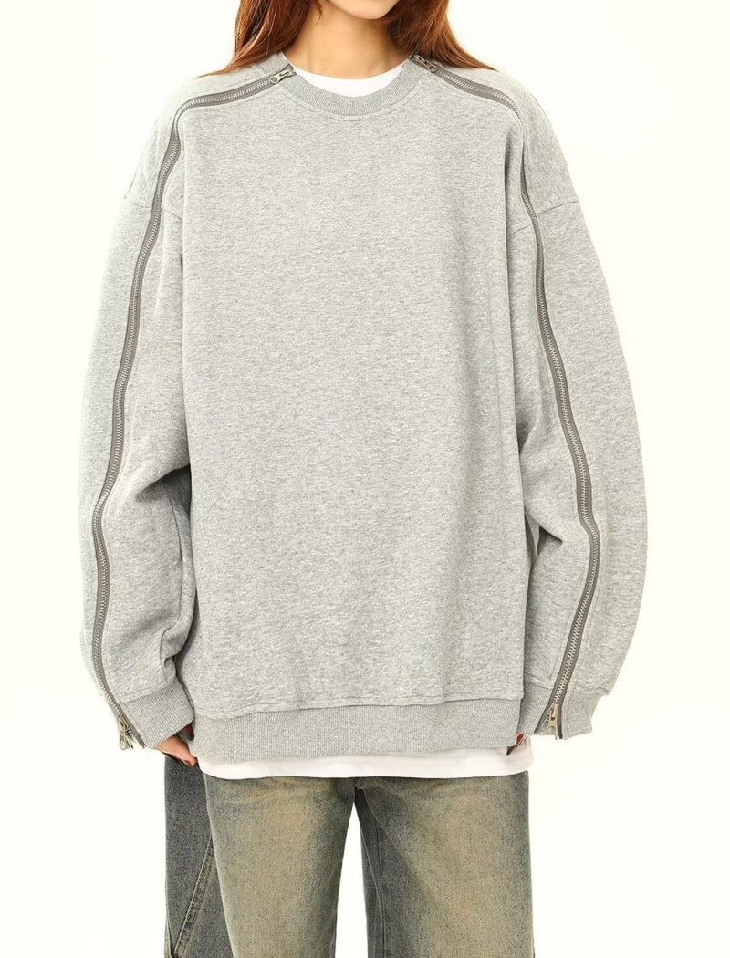 Oversized Top with Zipper Details