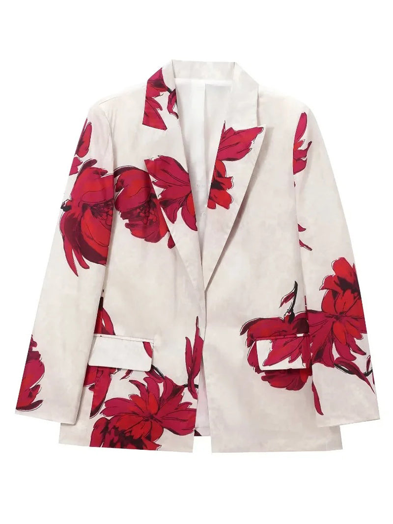 Floral Print Blazer and Pants Set