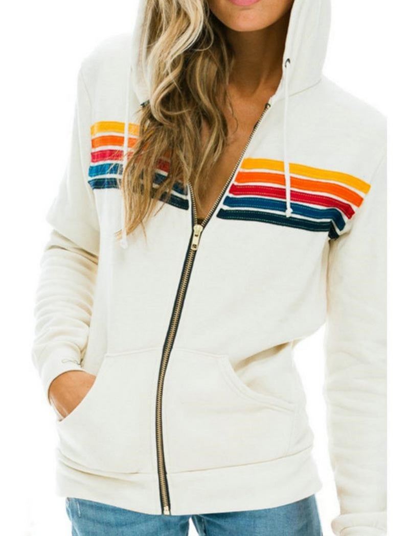 Casual Rainbow Long Sleeve Hoodie