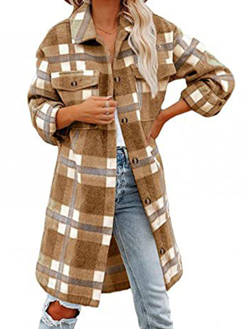 Plaid Longline Button-Up Shacket