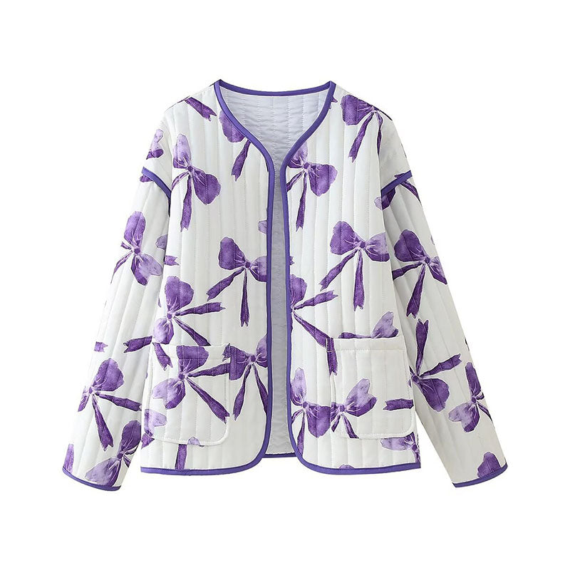 Bow Print Quilted Jacket