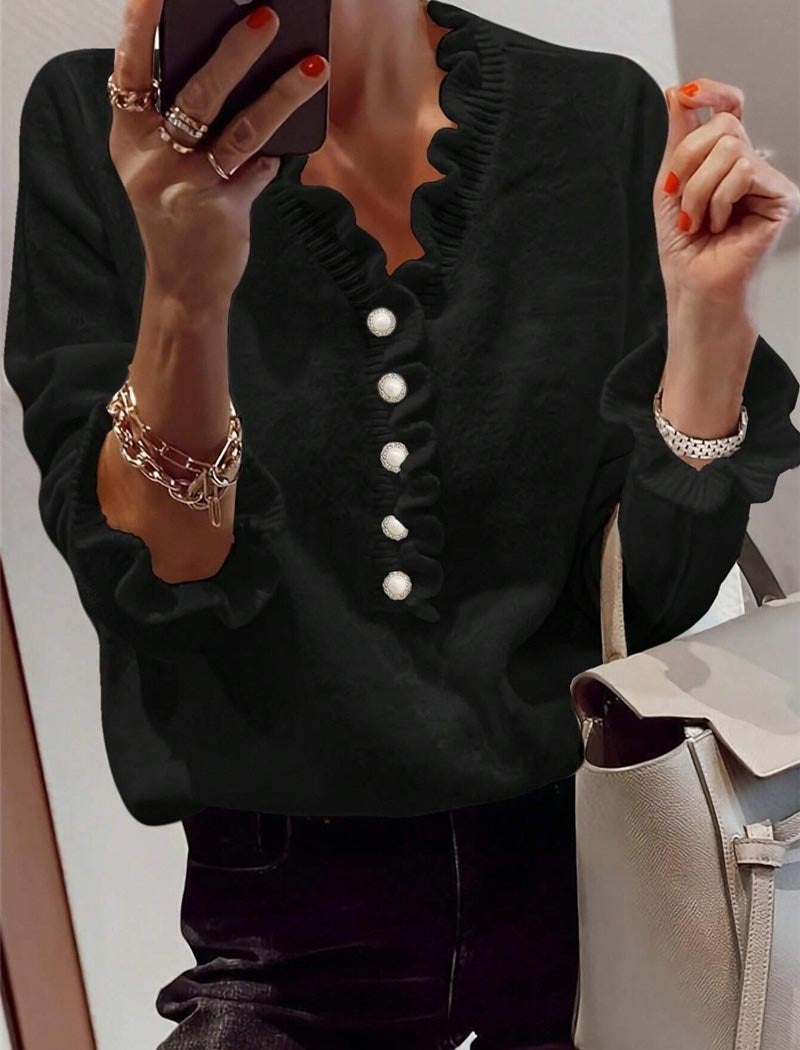 Ruffled Button-Up Blouse