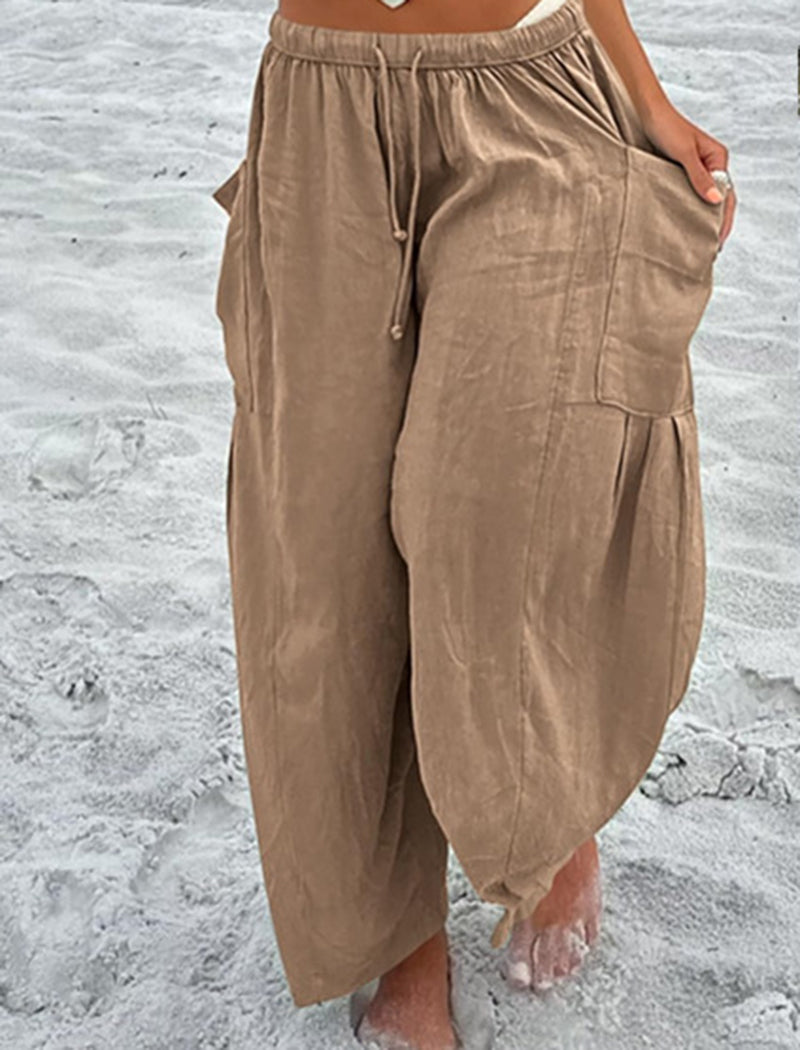 High-Rise Wide-Leg Drawstring Pants