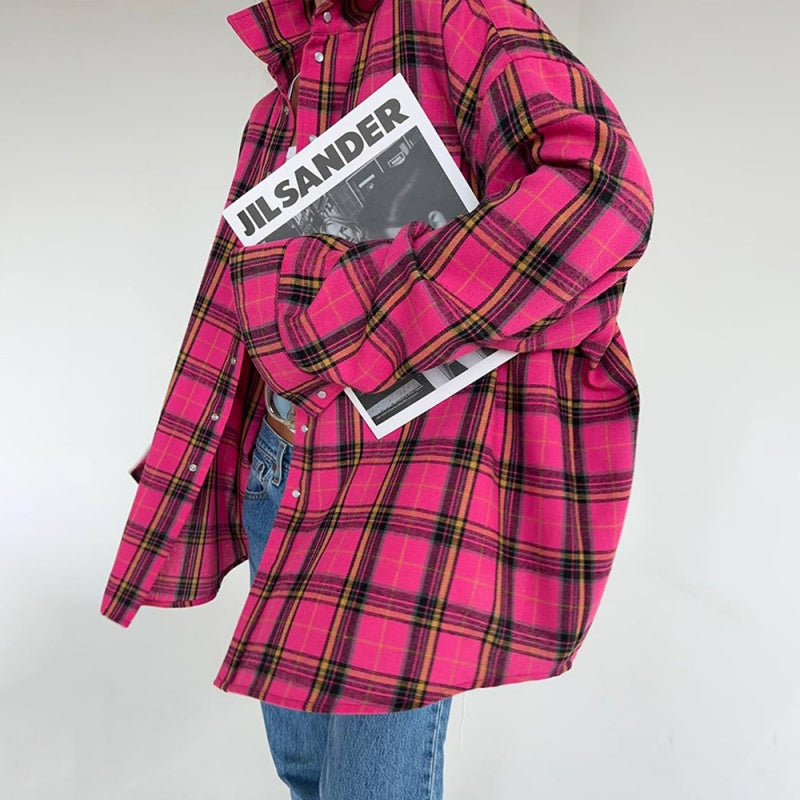 Oversized Plaid Button-Up Coat