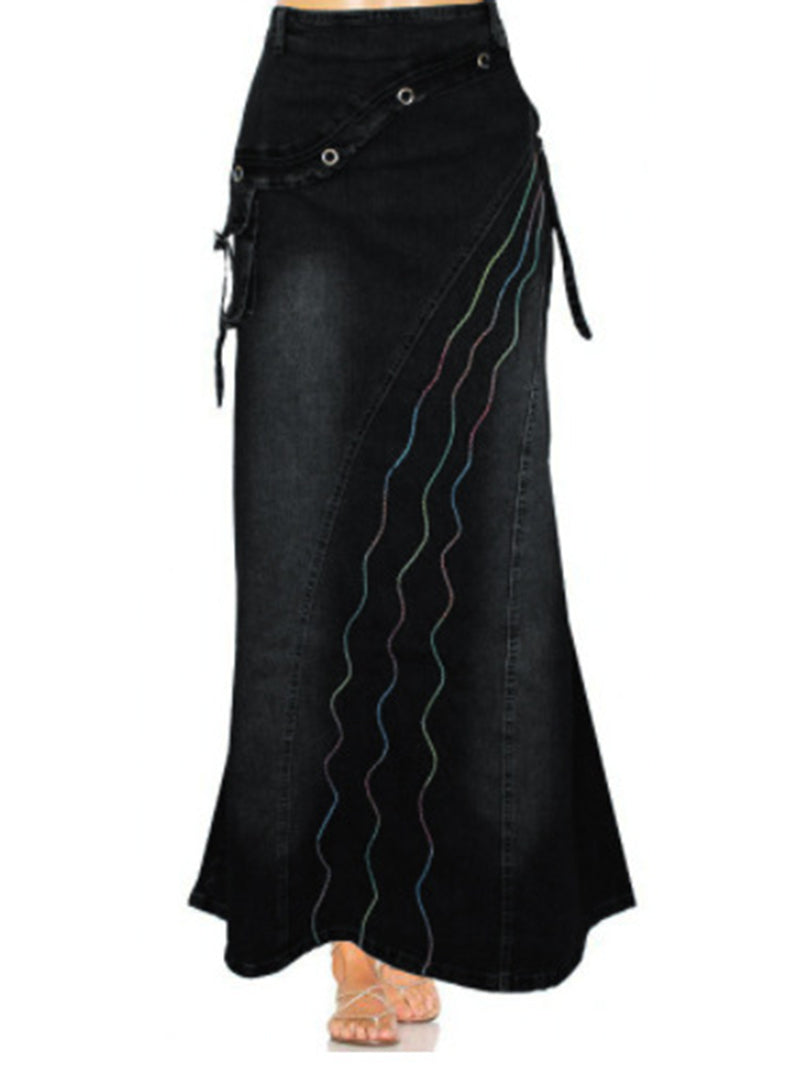 Asymmetrical Detailed Maxi Skirt