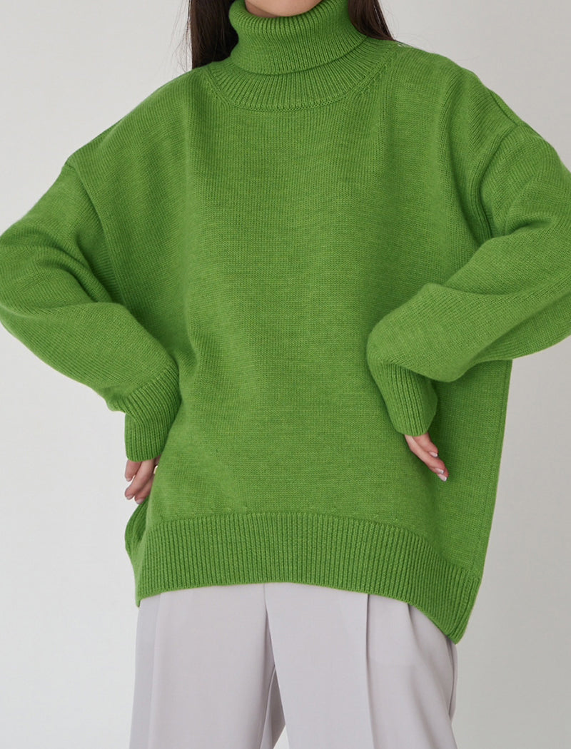 Oversized Turtleneck Sweater with Relaxed Fit