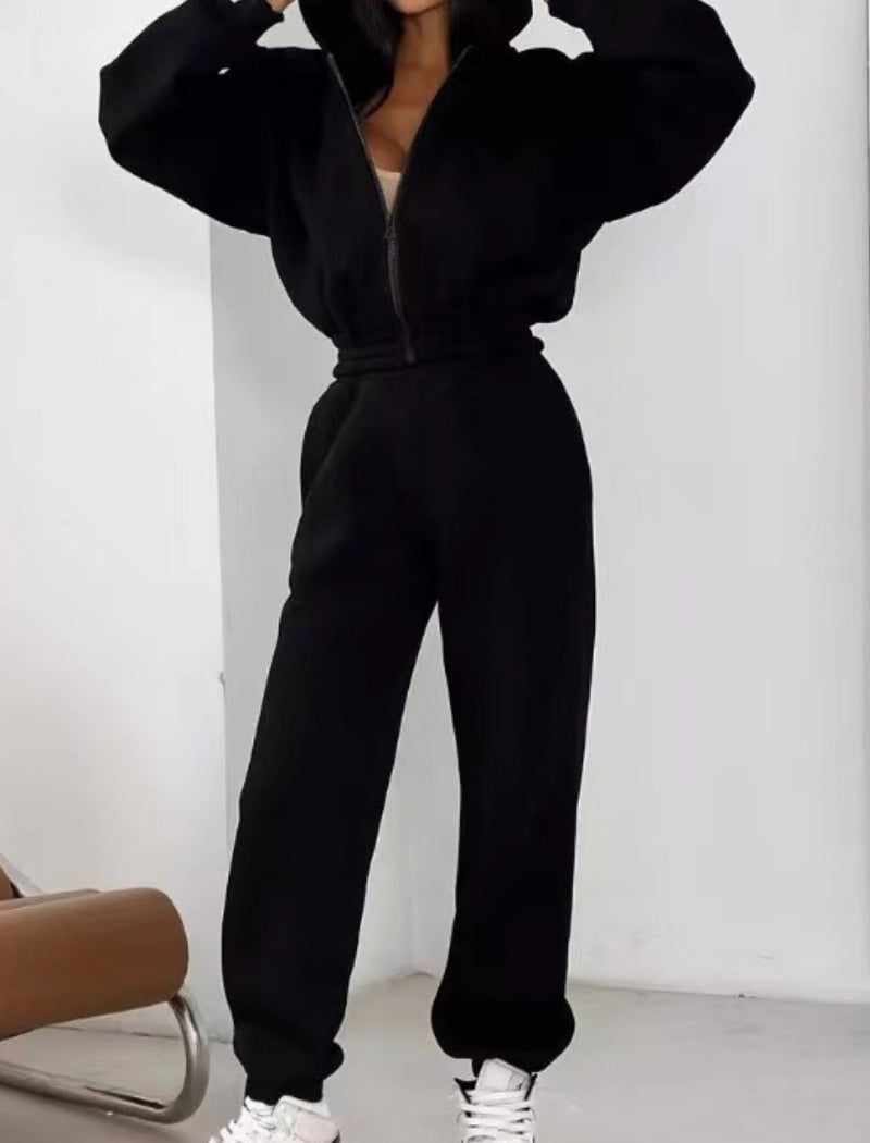 Casual Zip-Up Hoodie and Jogger Set