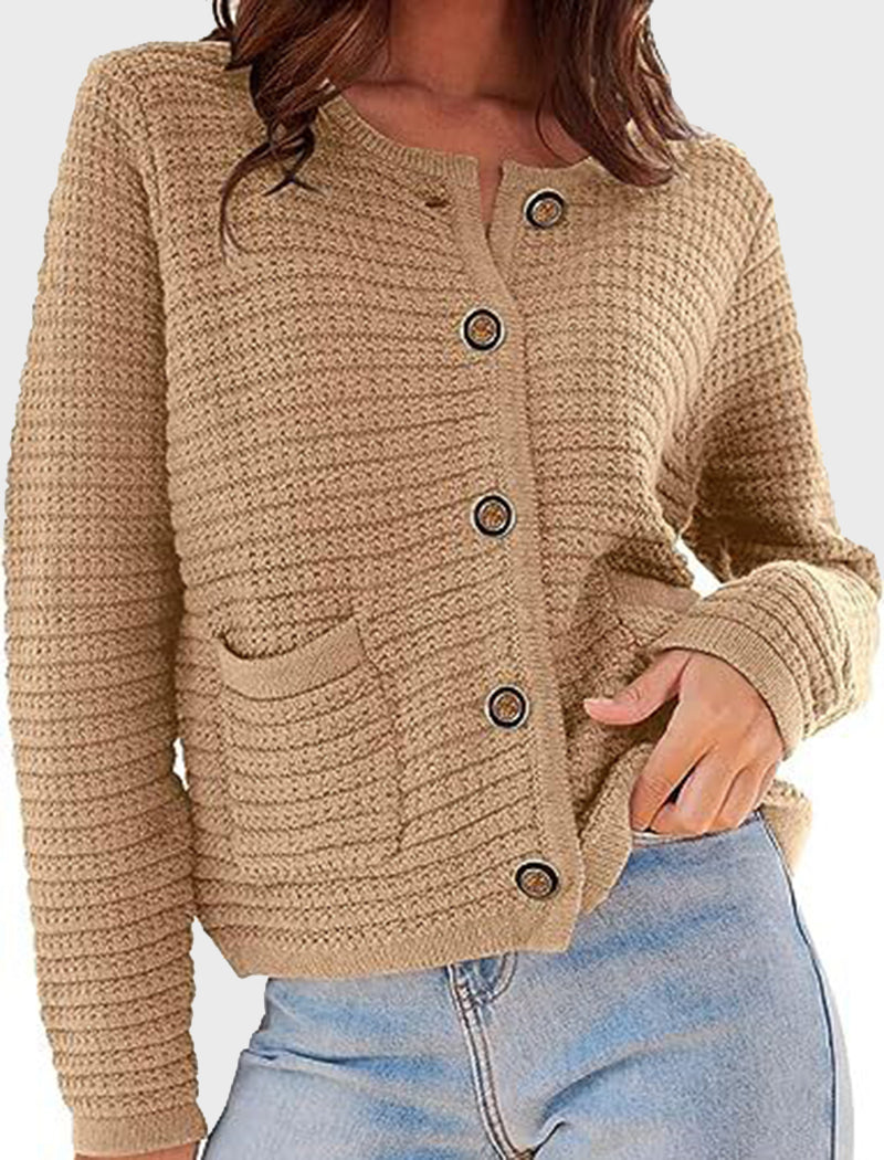 Textured Button-Up Cardigan