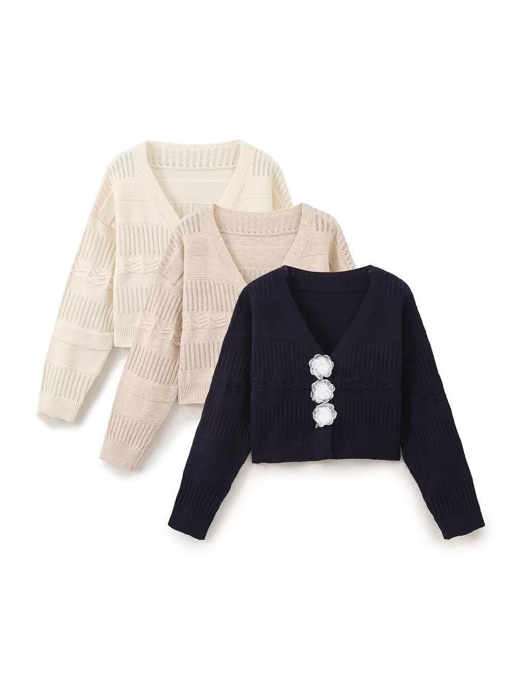 Floral Cropped Knit Cardigan