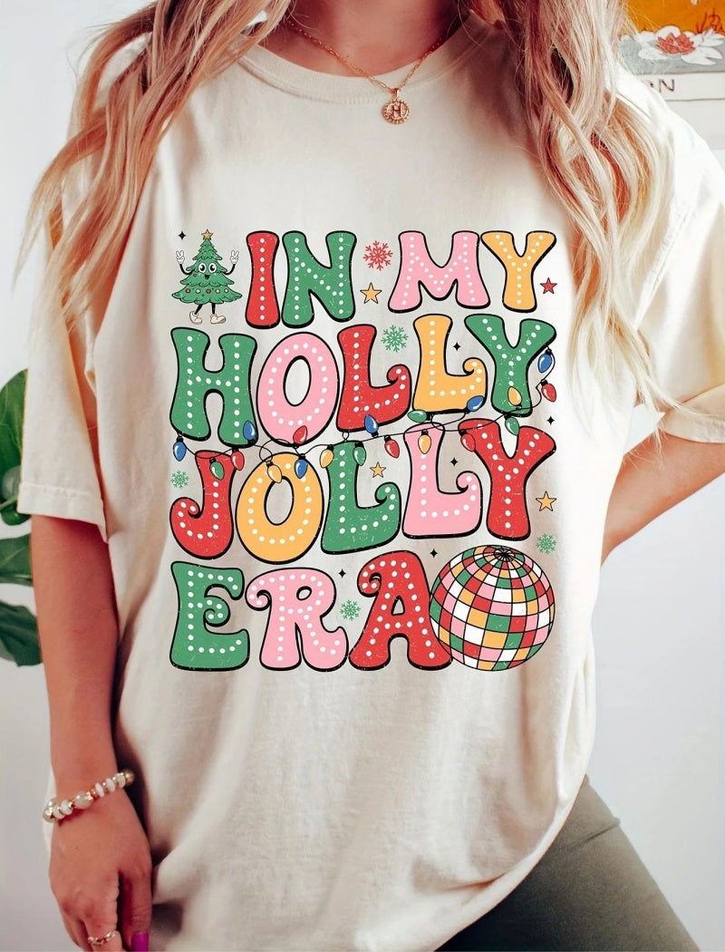 Christmas Printed Round Neck Short Sleeve T-Shirt