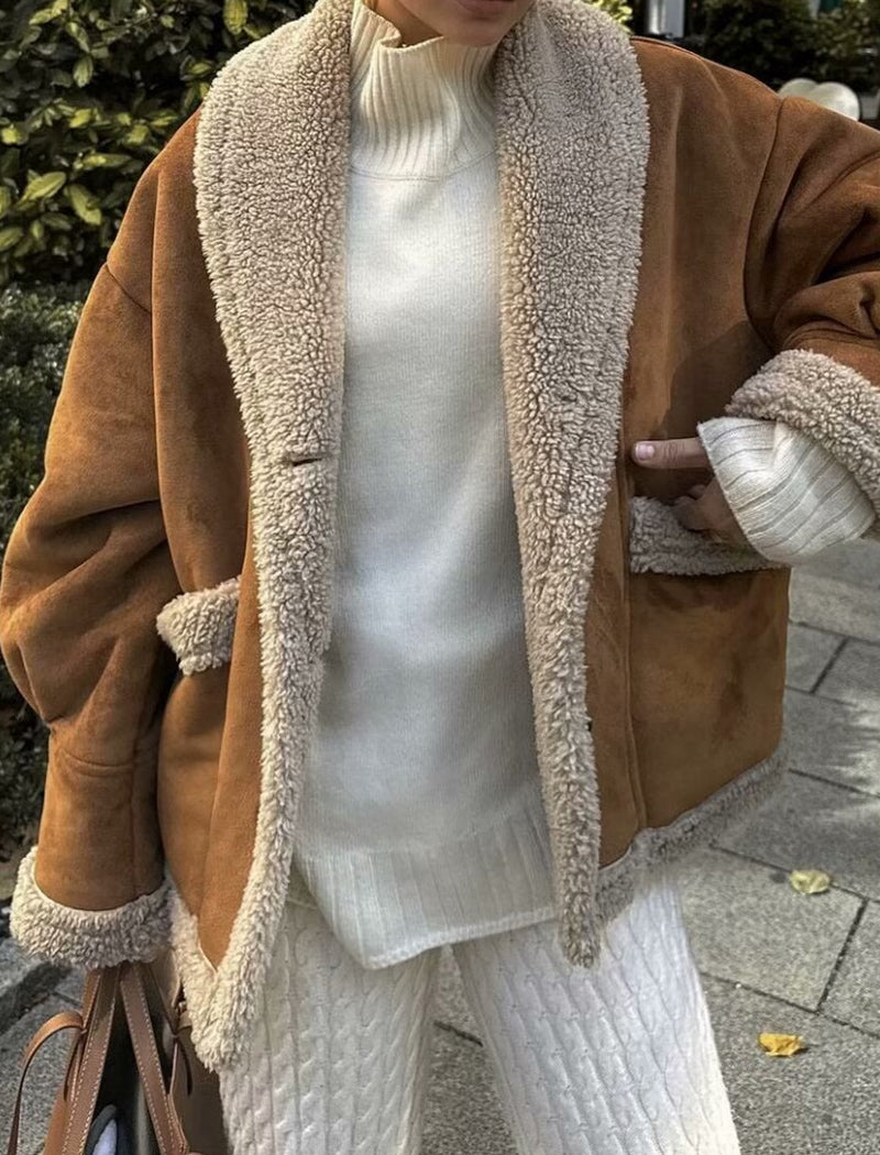 Oversized Faux Shearling Lined Coat