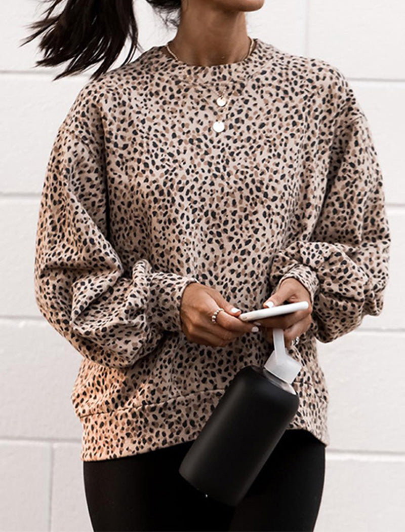 Oversized Animal Print Long Sleeve Top
