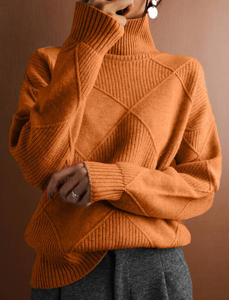 Oversized Turtleneck Knit Pullover