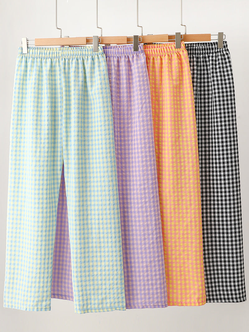 Checkered Wide-Leg Pants
