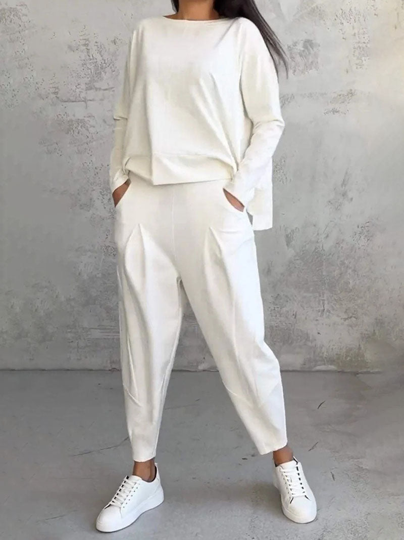 Long-Sleeve Top and Pockets Pants Set