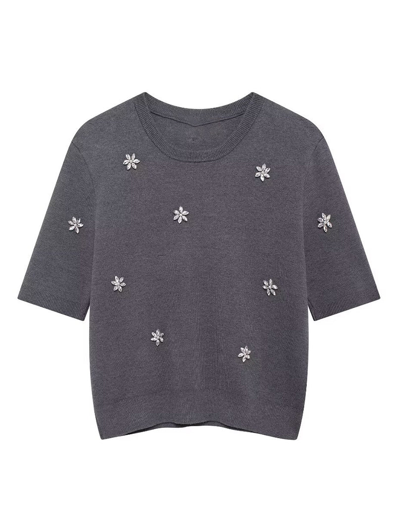 Jewel-Embellished Knit Top