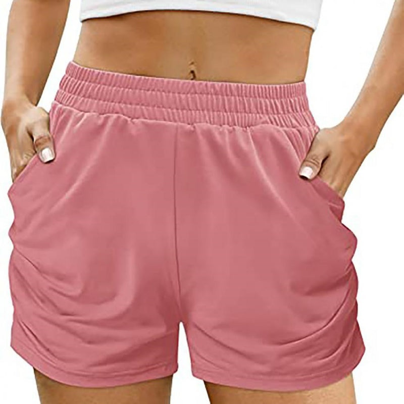 Casual High-Waisted Shorts with Side Ruching