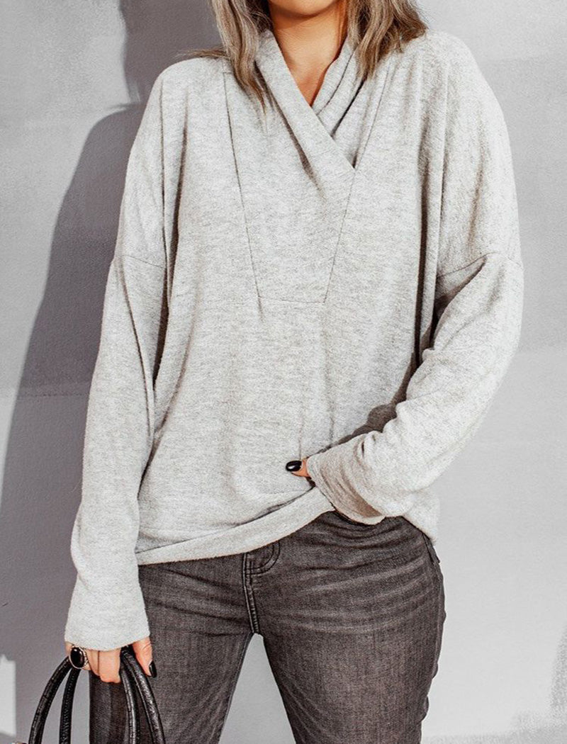 Minimalist V-Neck Oversized Pullover