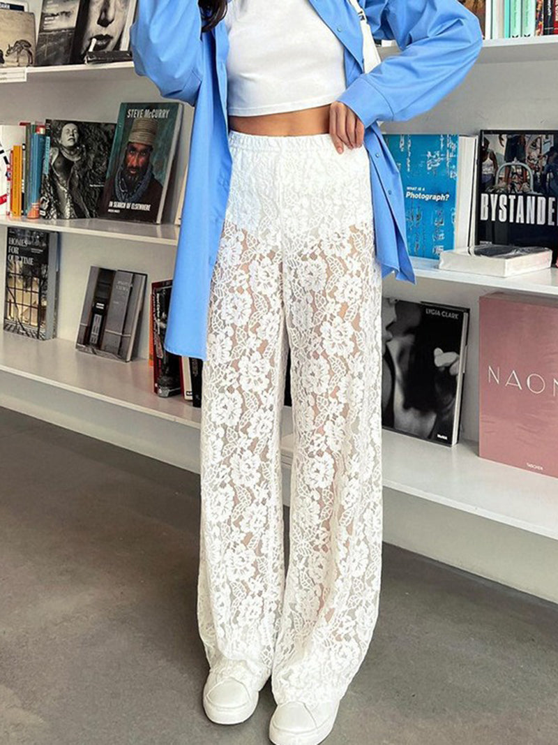 Wide-Leg Lace Pants