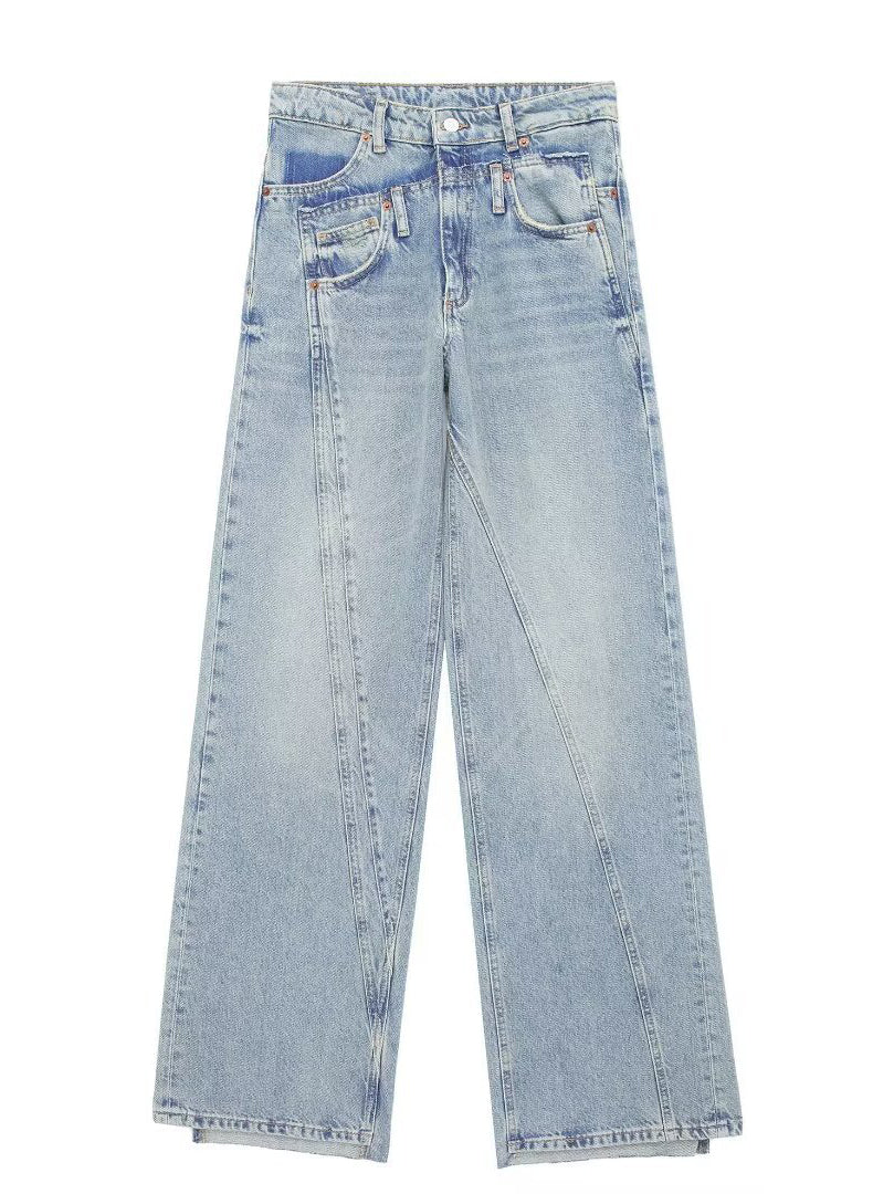 Wide-Leg Mid-Rise Jeans