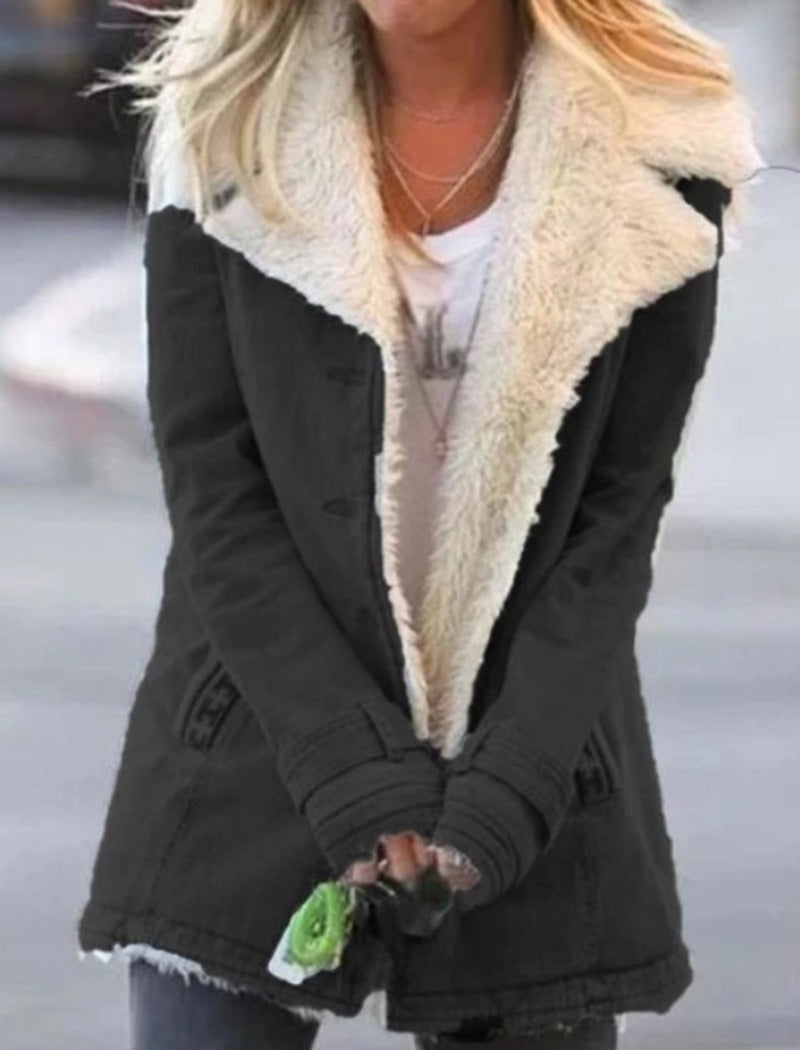 Fleece Lined Button-Up Coat